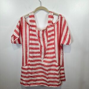 Soft Surroundings Sunset Park Tunic Top Rayon Linen Cold‎ Shoulder Medium